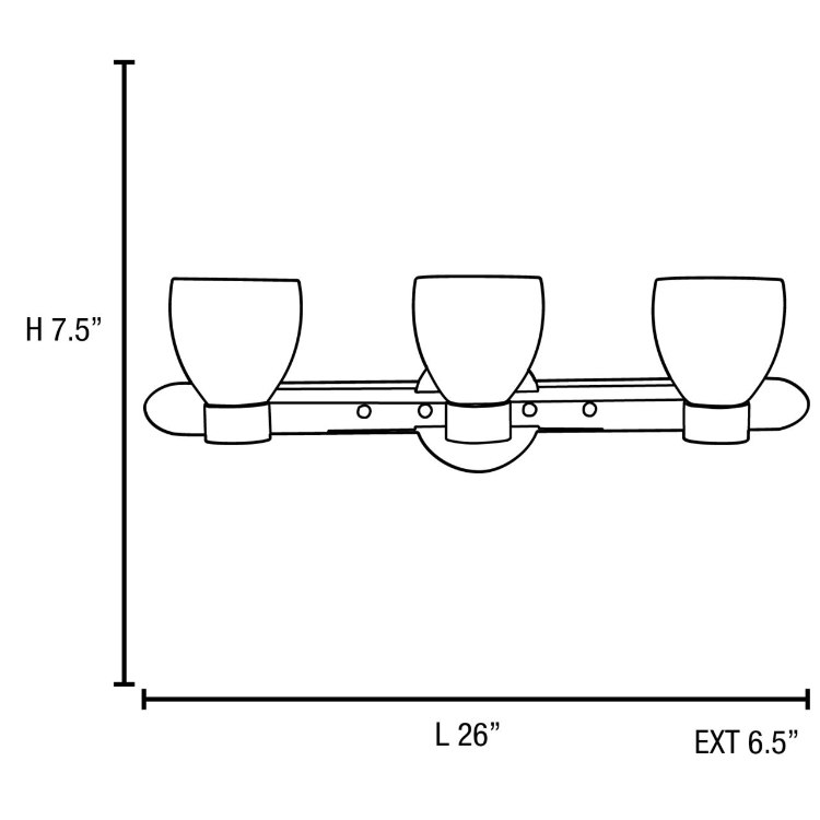 Foto para 54w (3 x 18) Frisco GU-24 Spiral Fluorescent Damp Location Brushed Steel Opal Wall & Vanity (CAN 26.25"x2"x0.88"Ø4.75")