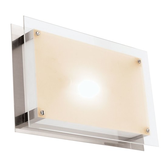 Picture of 36w (2 x 18) Vision G24q-2 Quad Fluorescent Damp Location Brushed Steel Frosted Flush-Mount 10"x15.5"x3.25" (CAN 11.75"x6"x1.25")