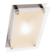 Picture of 36w (2 x 18) Vision G24q-2 Quad Fluorescent Damp Location Brushed Steel Frosted Flush-Mount 10"x15.5"x3.25" (CAN 11.75"x6"x1.25")