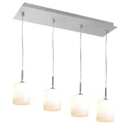 Picture of 160w (4 x 40w) Leilah G9 Halogen Dry Location Brushed Steel WH Scalloped Glass 4 Light Pendant Bar