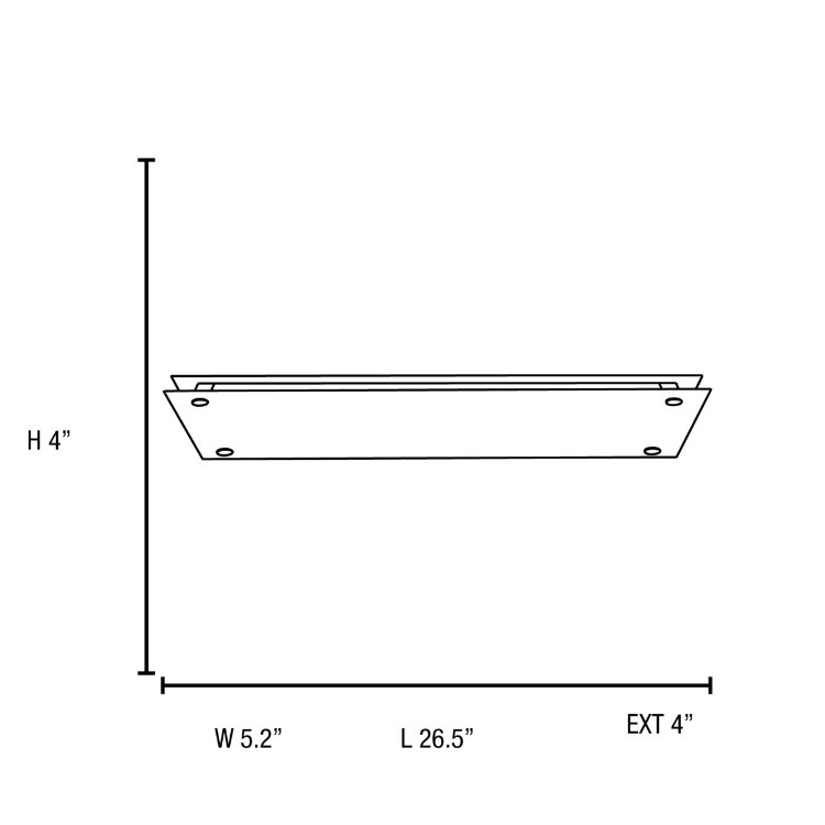 Foto para 24w Vision Bi-Pin T-5 HO Linear Fluorescent Damp Location Brushed Steel Frosted Fluorescent Ceiling Wall Fixture (CAN 22.9"x4.4"x1.4")