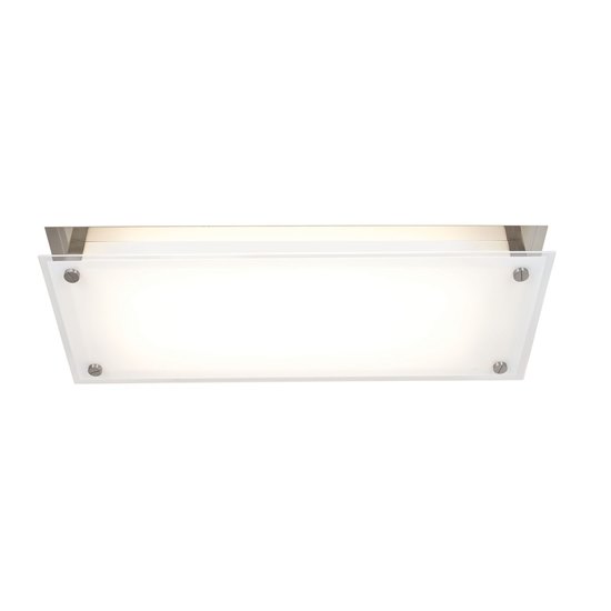 Picture of 48w (2 x 24) Vision Bi-Pin T-5 HO Linear Fluorescent Damp Location Brushed Steel Frosted Fluorescent Ceiling Wall Fixture (CAN 22.9"x4.4"x1.4")