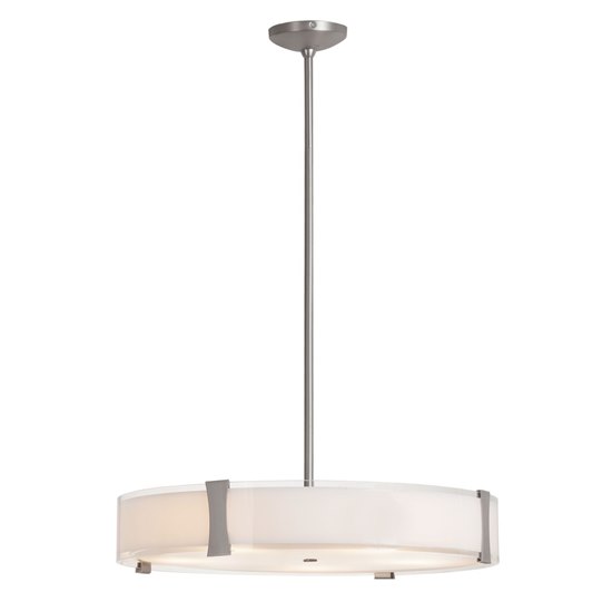 Picture of 300w (5 x 60) Tara E-26 A-19 Incandescent Damp Location Brushed Steel Opal Pendant (CAN 1.4"Ø5.1")