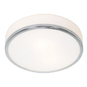 Foto para 75w Aero E-26 A-19 Incandescent Damp Location Chrome Opal Flush-Mount (CAN 1"Ø7.2")