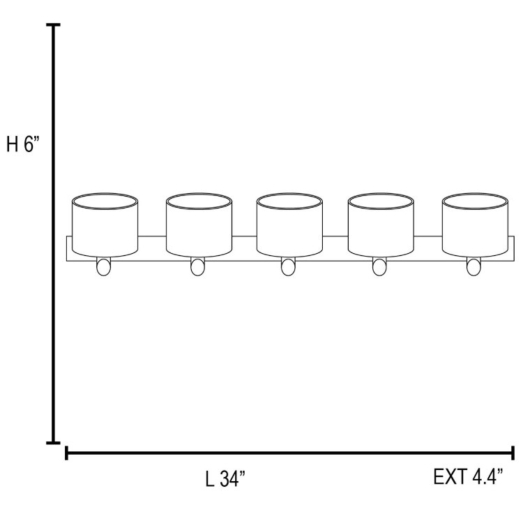Picture of 300w (5 x 60) Vapor G9 G9 Halogen Damp Location Brushed Steel Opal Wall & Vanity (CAN 34"x2"x0.75")