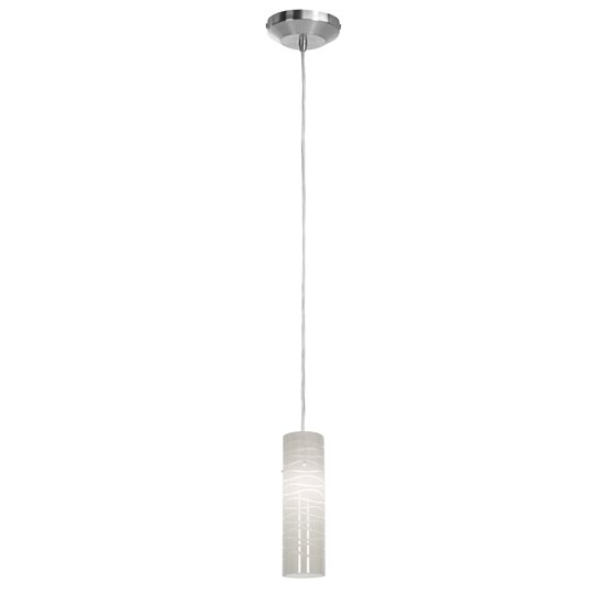 Foto para 40w Delta G9 G9 Halogen Dry Location Brushed Steel White Lined Line Voltage Pendant with Anari Silk (l) Glass