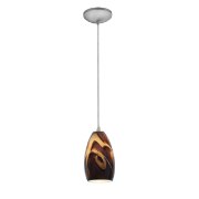 Foto para 100w Champagne Glass Pendant E-26 A-19 Incandescent Dry Location Brushed Steel Inca Glass 9"Ø5" (CAN 1.25"Ø5.25")