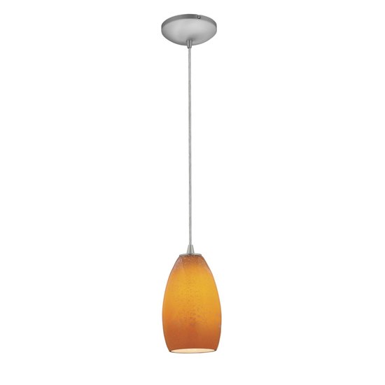 Picture of 100w Champagne Glass Pendant E-26 A-19 Incandescent Dry Location Brushed Steel Maya Glass 9"Ø5" (CAN 1.25"Ø5.25")