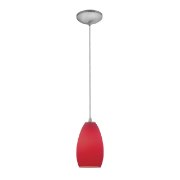 Picture of 100w Champagne Glass Pendant E-26 A-19 Incandescent Dry Location Brushed Steel Red Glass 9"Ø5" (CAN 1.25"Ø5.25")