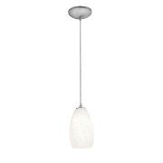 Foto para 100w Champagne Glass Pendant E-26 A-19 Incandescent Dry Location Brushed Steel White Stone Glass 9"Ø5" (CAN 1.25"Ø5.25")