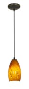 Picture of 100w Champagne Glass Pendant E-26 A-19 Incandescent Dry Location Oil Rubbed Bronze Amber Sky Glass 9"Ø5" (CAN 1.25"Ø5.25")