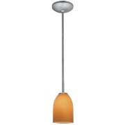 Picture of 100w Bordeaux Glass Pendant E-26 A-19 Incandescent Dry Location Brushed Steel Amber Glass 7.5"Ø5.25" (CAN 1.25"Ø5.25")