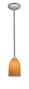 Picture of 100w Bordeaux Glass Pendant E-26 A-19 Incandescent Dry Location Brushed Steel Amber Glass 7.5"Ø5.25" (CAN 1.25"Ø5.25")