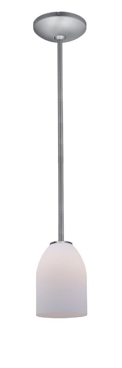 Foto para 100w Bordeaux Glass Pendant E-26 A-19 Incandescent Dry Location Brushed Steel Opal Glass 7.5"Ø5.25" (CAN 1.25"Ø5.25")