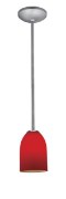 Picture of 100w Bordeaux Glass Pendant E-26 A-19 Incandescent Dry Location Brushed Steel Red Glass 7.5"Ø5.25" (CAN 1.25"Ø5.25")