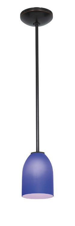 Foto para 100w Bordeaux Glass Pendant E-26 A-19 Incandescent Dry Location Oil Rubbed Bronze Cobalt Glass 7.5"Ø5.25" (CAN 1.25"Ø5.25")