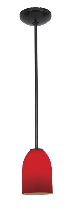 Foto para 100w Bordeaux Glass Pendant E-26 A-19 Incandescent Dry Location Oil Rubbed Bronze Red Glass 7.5"Ø5.25" (CAN 1.25"Ø5.25")