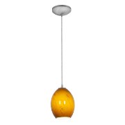 Picture of 100w Brandy FireBird Glass Pendant E-26 A-19 Incandescent Dry Location Brushed Steel Amber Sky Glass 9"Ø6" (CAN 1.25"Ø5.25")
