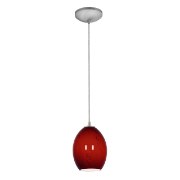 Foto para 100w Brandy FireBird Glass Pendant E-26 A-19 Incandescent Dry Location Brushed Steel Red Sky Glass 9"Ø6" (CAN 1.25"Ø5.25")