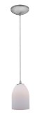 Picture of 100w Bordeaux Glass Pendant E-26 A-19 Incandescent Dry Location Brushed Steel Opal Glass 7.5"Ø5.25" (CAN 1.25"Ø5.25")