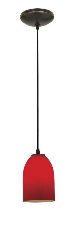 Foto para 100w Bordeaux Glass Pendant E-26 A-19 Incandescent Dry Location Oil Rubbed Bronze Red Glass 7.5"Ø5.25" (CAN 1.25"Ø5.25")