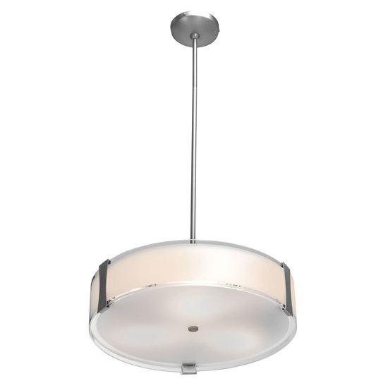 Picture of 52w (2 x 26) Tara GU-24 Spiral Fluorescent Damp Location Brushed Steel Opal Semi-Flush or Pendant (CAN 1.4"Ø5.1")