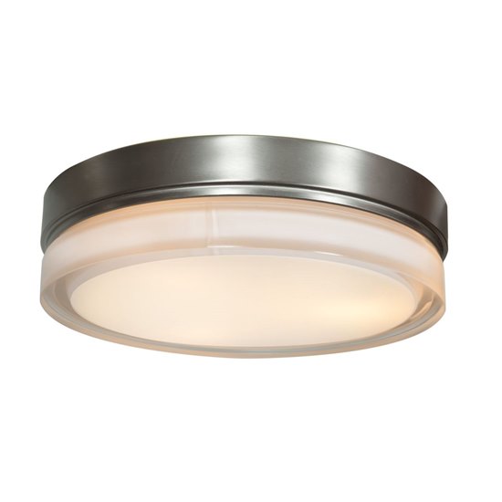 Foto para 30w Solid Module 90Plus CRI Damp Location Brushed Steel Opal - Round Dimmable Solid Glass Led Flush-Mount (OA HT 3.5)