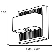 Foto para 7w (2 x 3.5) ZyZx Module 85CRI LED Satin Marine Grade Wet Location Led Wallwasher (OA HT 5.25) (CAN 5.25"x5.25"x1")