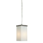Foto para 100w Basik E-26 A-19 Incandescent Dry Location Brushed Steel Opal Square Glass Pendant (CAN 0.5"Ø4")