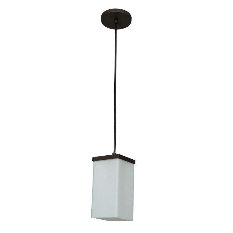 Foto para 100w Basik E-26 A-19 Incandescent Dry Location Oil Rubbed Bronze Opal Square Glass Pendant (CAN 0.5"Ø4")
