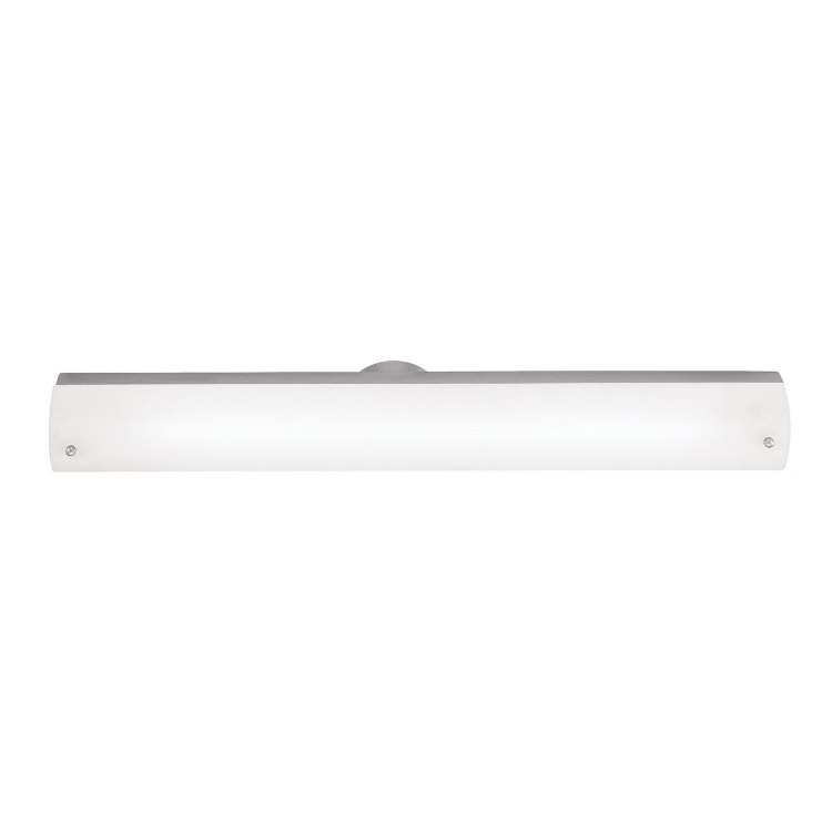 Foto para 24w Vail Bi-Pin T-5 HO Linear Fluorescent Damp Location Brushed Steel Opal Wall Vanity Fixture 25.5"x4.25" (OA HT 4.25) (CAN 25.5"x3"x1.25"Ø4.4")