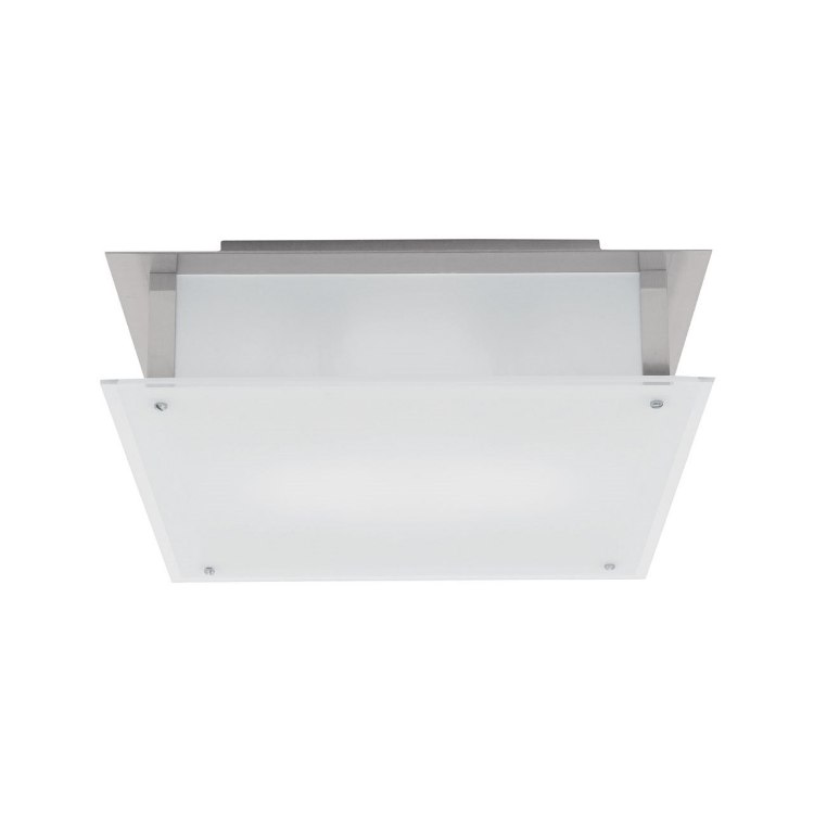 Foto para 15w Vision Module 90Plus CRI Damp Location Brushed Steel Frosted Dimmable Led Flush-Mount 11.8"x11.8"x3.25" (OA HT 3.25) (CAN 7.1"x6"x1.25")