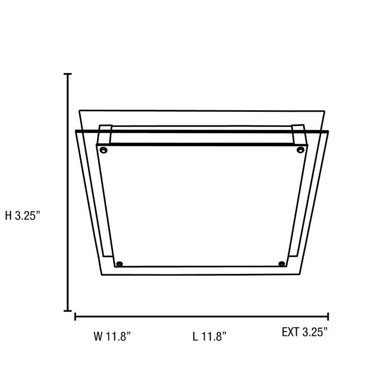 Foto para 15w Vision Module 90Plus CRI Damp Location Brushed Steel Frosted Dimmable Led Flush-Mount 11.8"x11.8"x3.25" (OA HT 3.25) (CAN 7.1"x6"x1.25")
