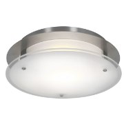 Picture of 15w VisionRound Module 90Plus CRI Damp Location Brushed Steel Frosted Dimmable Led Flush-Mount 3.25"Ø11.75" (OA HT 3.25) (CAN 1.1"Ø9.3")