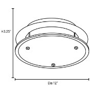 Picture of 15w VisionRound Module 90Plus CRI Damp Location Brushed Steel Frosted Dimmable Led Flush-Mount 3.25"Ø11.75" (OA HT 3.25) (CAN 1.1"Ø9.3")