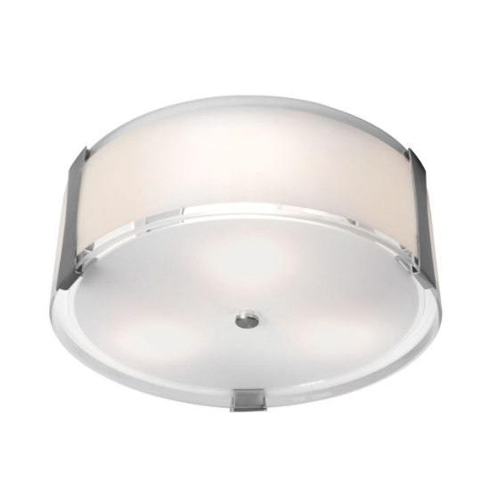 Foto para 15w Tara Module 90Plus CRI Damp Location Brushed Steel Opal Dimmable Led Flush-Mount (OA HT 4.75) (CAN 0.75"Ø10.25")