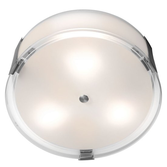 Picture of 30w Tara Module 90Plus CRI Damp Location Brushed Steel Opal Dimmable Led Flush-Mount (OA HT 4.75) (CAN 0.9"Ø11.75")