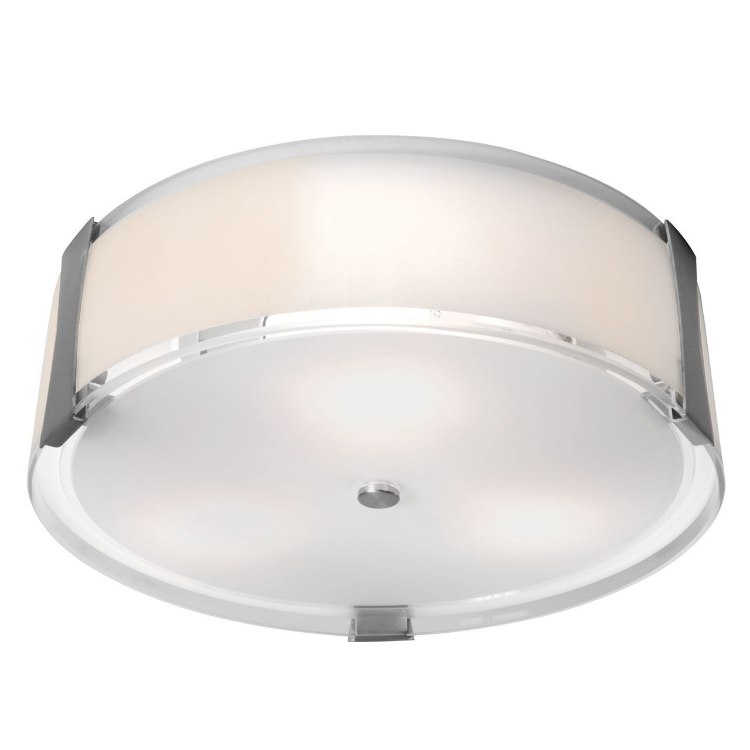 Foto para 30w Tara Module 90Plus CRI Damp Location Brushed Steel Opal Dimmable Led Flush-Mount (OA HT 4.75) (CAN 0.9"Ø11.75")