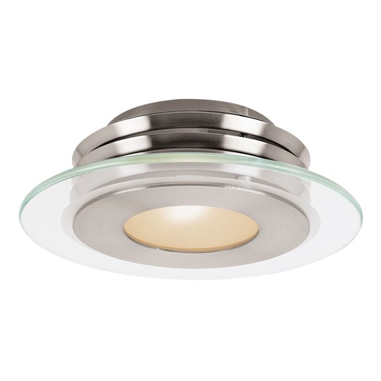 Picture of 13w Helius GX-53 80CRI LED Damp Location Brushed Steel Clear Frosted Flush-Mount (OA HT 4) (CAN 1.75")