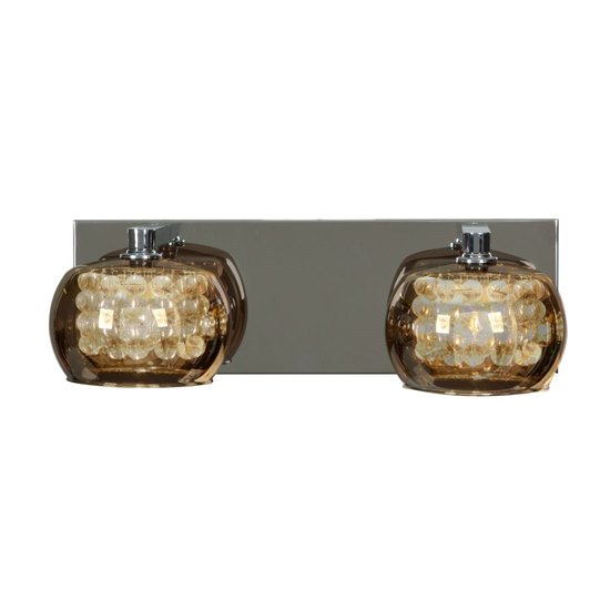Foto para 96w (2 x 48) Glam G9 G9 Xenon Damp Location Chrome 2-Light Mirror Glass With Crystal Vanity (OA HT 4.75) (CAN 14.5"x4.75"x1")