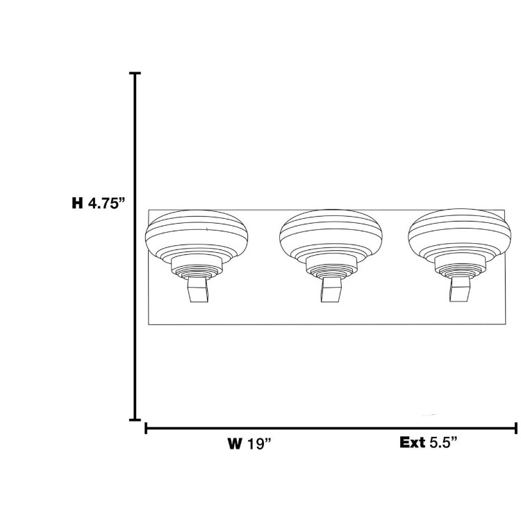 Foto para 12w (3 x 4) Optix Module 90CRI LED Damp Location Chrome ACR 3-Light Dimmable Led Wall Vanity Fixture (OA HT 4.75)