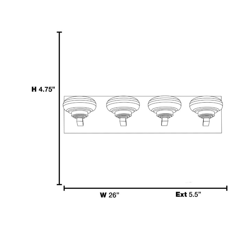 Foto para 16w (4 x 4) Optix Module 90CRI LED Damp Location Chrome ACR 4-Light Dimmable Led Wall Vanity Fixture (OA HT 4.75)