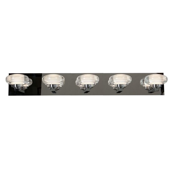 Foto para 20w (5 x 4) Optix Module 90CRI LED Damp Location Chrome ACR 5-Light Dimmable Led Wall Vanity Fixture (OA HT 4.75)