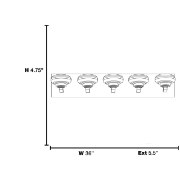 Picture of 20w (5 x 4) Optix Module 90CRI LED Damp Location Chrome ACR 5-Light Dimmable Led Wall Vanity Fixture (OA HT 4.75)