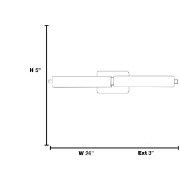 Foto para 34w (2 x 17) Chic Module 85CRI LED Damp Location Chrome Opal Dimmble Wall Vanity Fixture (OA HT 26) (CAN 5"x7"x0.75")