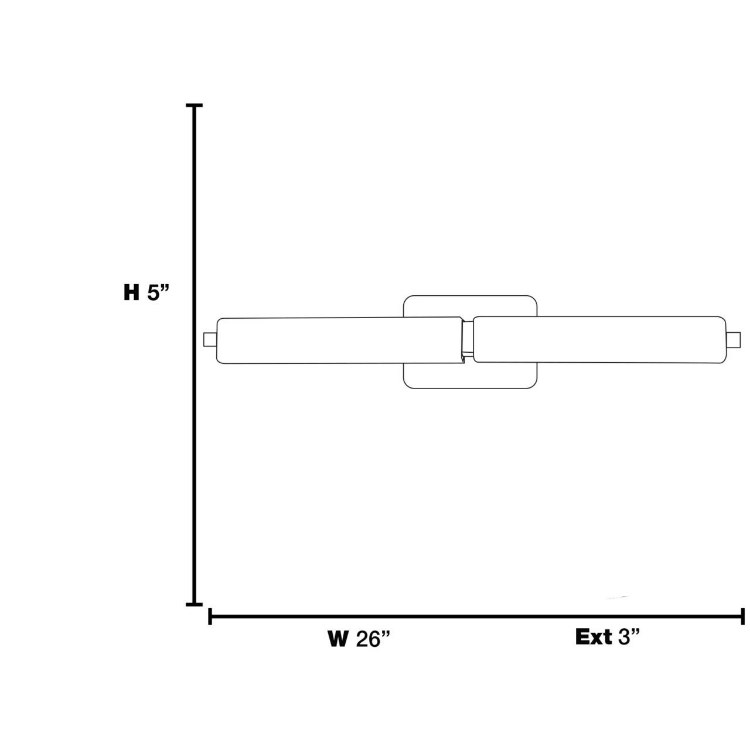 Foto para 34w (2 x 17) Chic Module 85CRI LED Damp Location Chrome Opal Dimmble Wall Vanity Fixture (OA HT 26) (CAN 5"x7"x0.75")