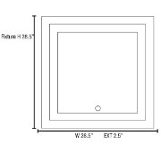 Foto para 30w Spa Module 85CRI LED Damp Location Square Led Anti-Fog Mirror, Electronic Dimmable On/Off Switch (OA HT 28.5)