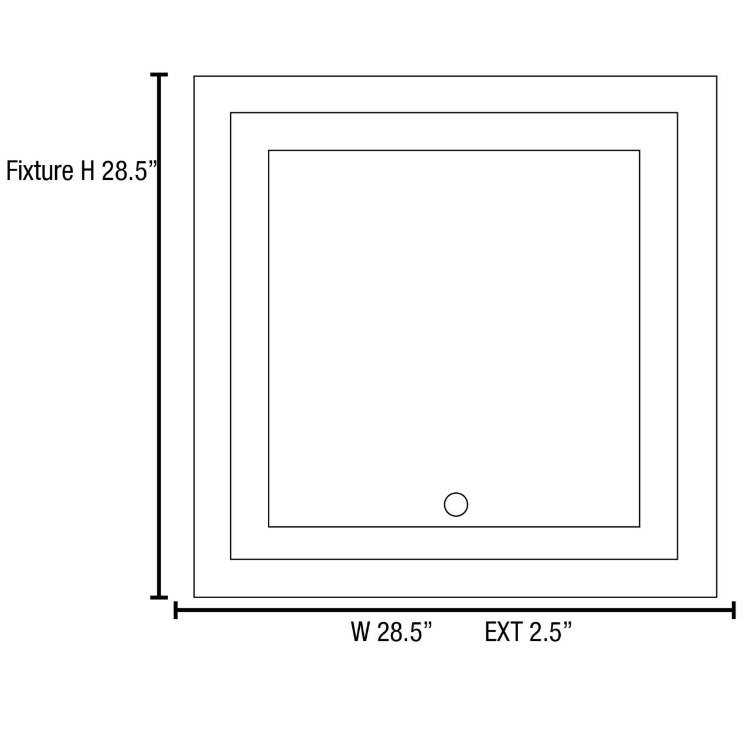 Foto para 30w Spa Module 85CRI LED Damp Location Square Led Anti-Fog Mirror, Electronic Dimmable On/Off Switch (OA HT 28.5)