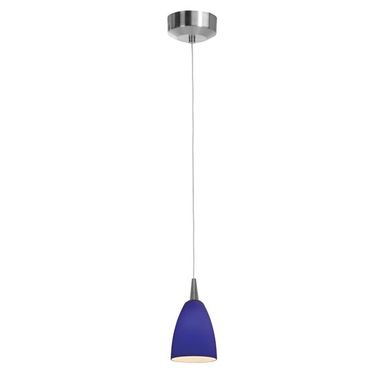 Foto para 5w Tungsten Module Dry Location Brushed Steel Cobalt Led Pendant With Mania Glass 5"Ø4" (CAN 4.5"Ø4.5")