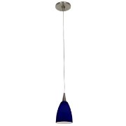 Foto para 35w Zeta Mania GY6.35 Bi-Pin Halogen Dry Location Brushed Steel Cobalt Low Voltage Pendant With Mania Glass Including Low Profile Mono-Pod (CAN Ø4.5")